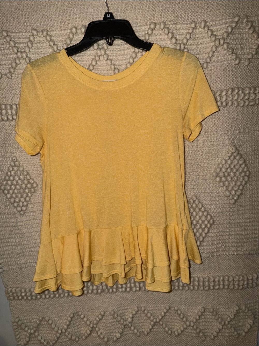 Altar'd State Yellow Layered Ruffle Short Sleeve Top